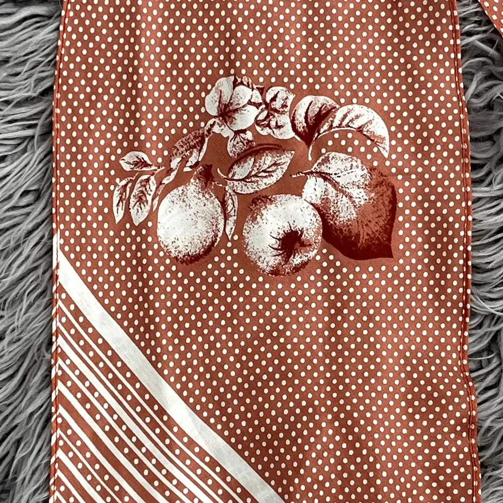 Vintage Classic Baar & Beards Inc 100% Silk Tie Scarf Retro Polka Dots Apples